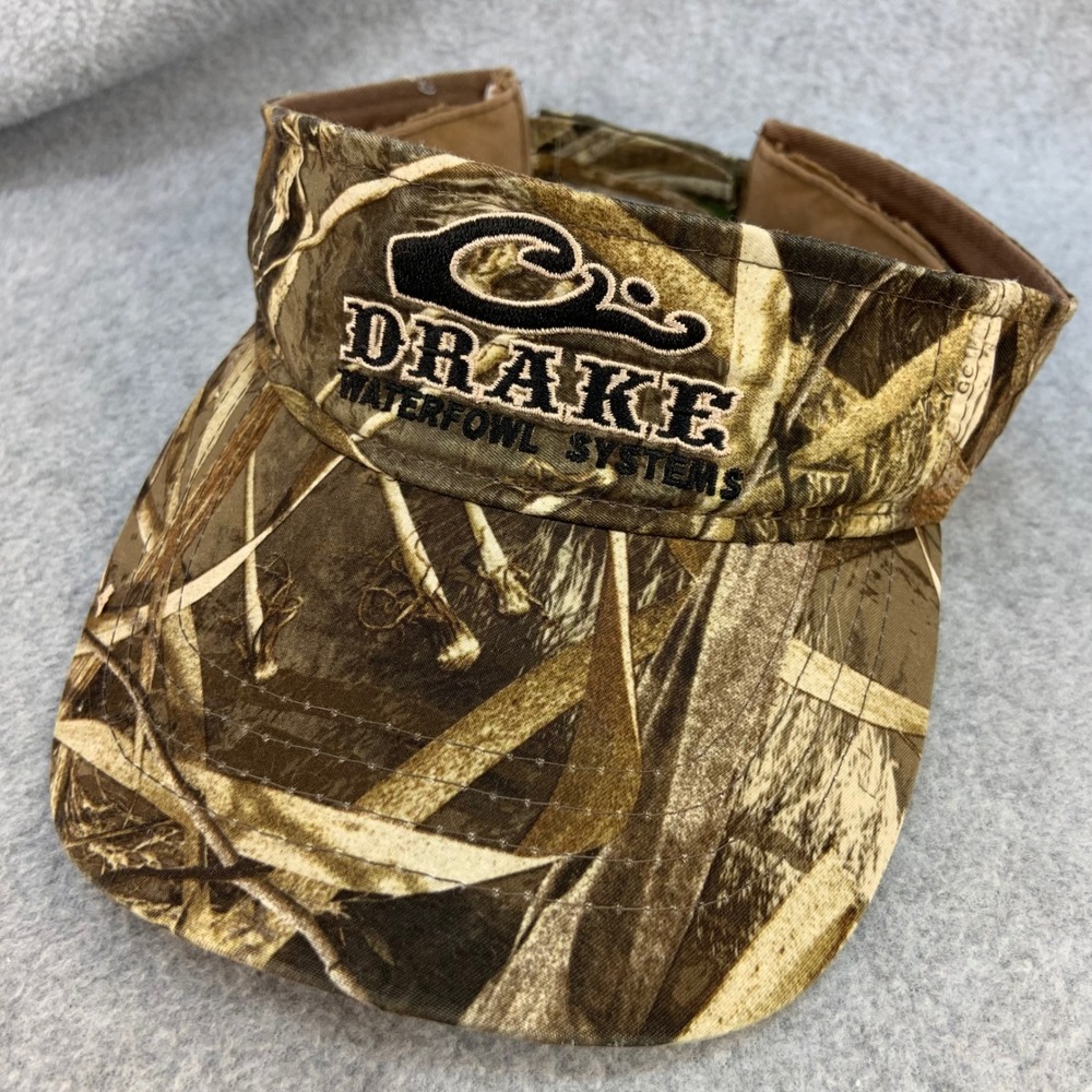 Drake Waterfowl Logo Mens Camo Drake Waterfowl Systems Visor Adjustable OSFM